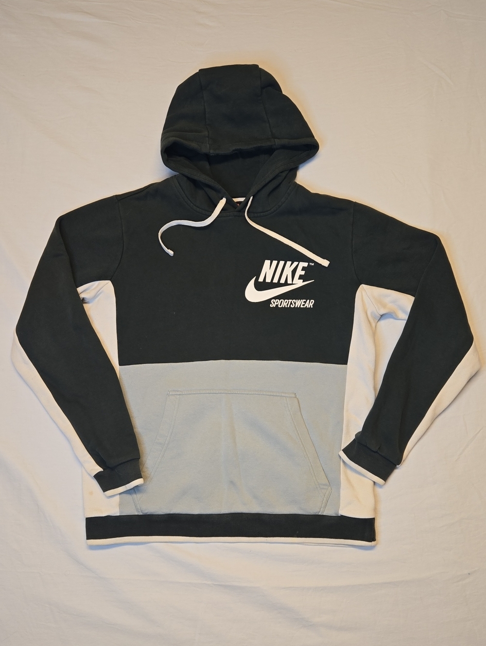Nike Sportswear Colorblock Pullover Hoodie Green, Gray & White